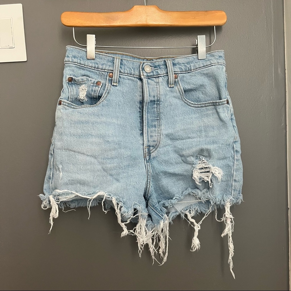 Levi's Light Blue Distressed Jean Shorts